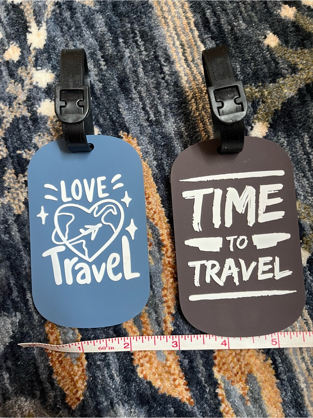 Travel Luggage Tags Set - Blue & Brown